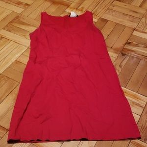 Sleeveless Red V-Neck Work Dress